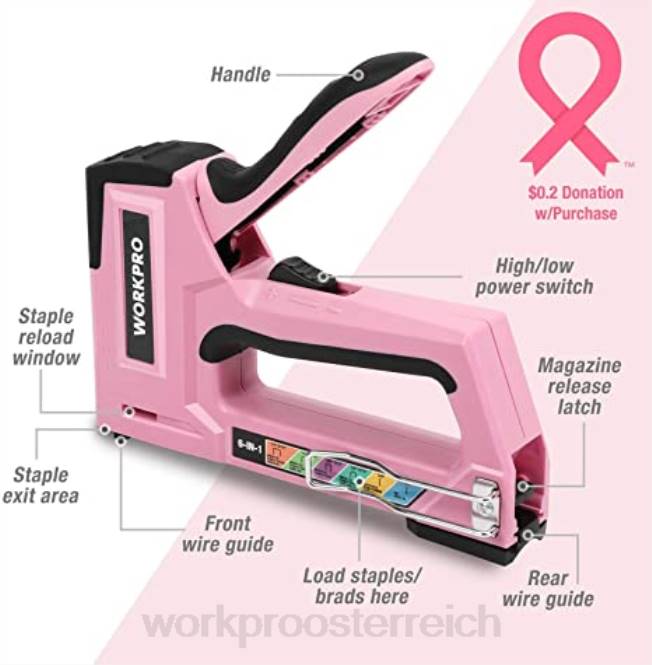 106-teiliges Werkzeugset, 6 magnetische Schraubendreher, 12-V-Akku-Bohrschrauber-Set und 6-in-1-Tacker WORKPRO V02J312 Rosa Werkzeug