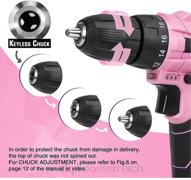 12-V-Akku-Bohrschrauber-Set, 103-teiliges Werkzeugset, 8-teiliges Magnetschraubendreher-Set und 6-in-1-Tacker WORKPRO V02J315 Rosa Werkzeug