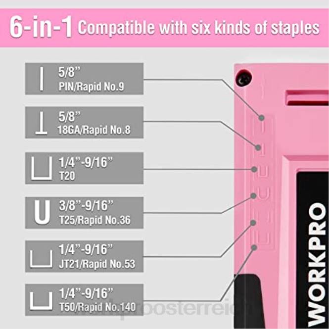 12-V-Akku-Bohrschrauber-Set, 103-teiliges Werkzeugset, 8-teiliges Magnetschraubendreher-Set und 6-in-1-Tacker WORKPRO V02J315 Rosa Werkzeug