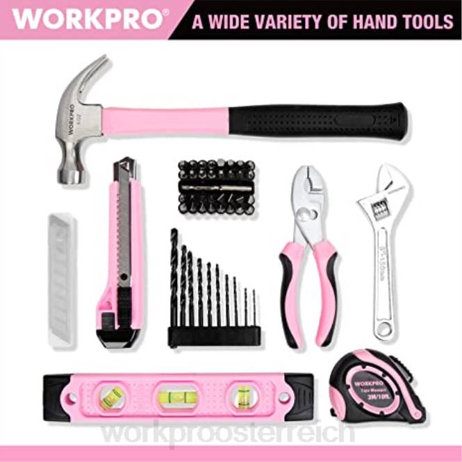 12-V-Akku-Bohrschrauber-Set, 6-in-1-Tacker, 8-teiliges Magnetschraubendreher-Set und kabellose Heißklebepistole WORKPRO V02J313 Rosa Werkzeug