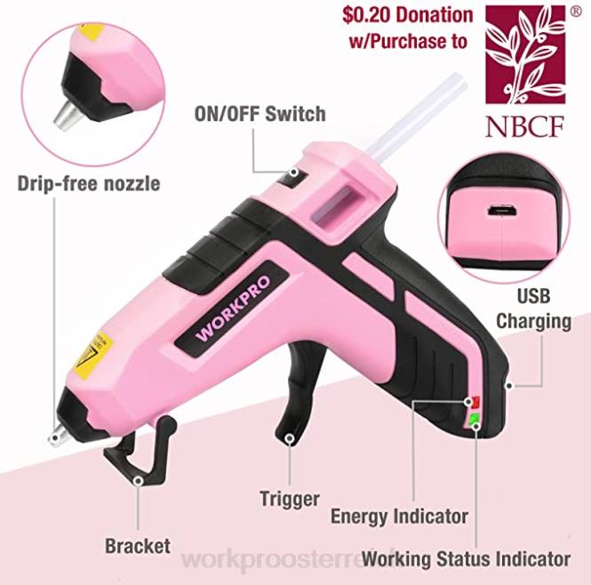 12-V-Akku-Bohrschrauber-Set, 6-in-1-Tacker, 8-teiliges Magnetschraubendreher-Set und kabellose Heißklebepistole WORKPRO V02J313 Rosa Werkzeug