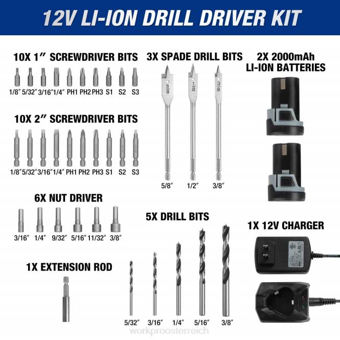 12-V-Akku-Säbelsäge, 12-V-Akku-Bohrschrauber-Set, 12-teiliges Magnetschraubendreher-Set und kabellose Heißklebepistole WORKPRO V02J321 nützlich Werkzeug