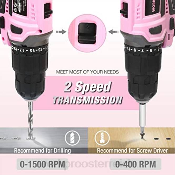 20-V-Akku-Bohrschrauber-Set, 6-teilige Mini-Zange, 10-teiliges Werkzeugset und kabellose Klebepistole WORKPRO V02J316 Rosa Werkzeug