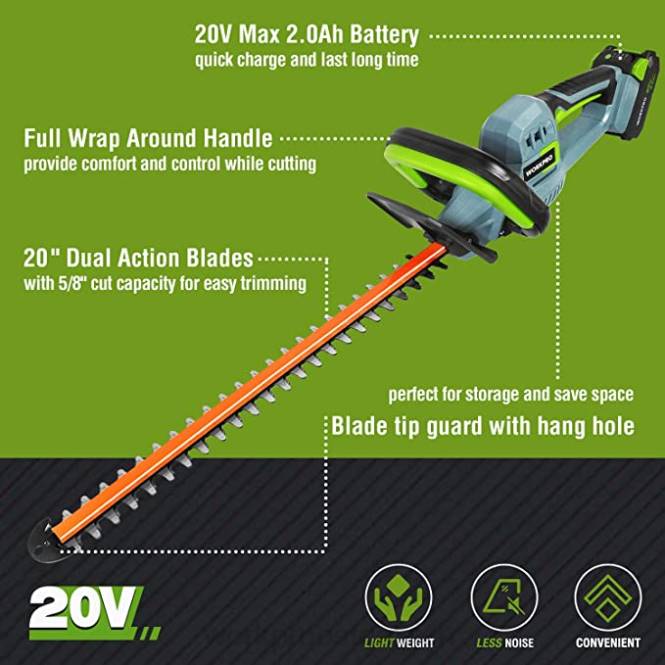 20-V-Akku-Heckenschere & 2-in-1-Handheckenschere & 2-teilige Gartenschere & Garten-Knieschoner WORKPRO V02J320 morden Werkzeug