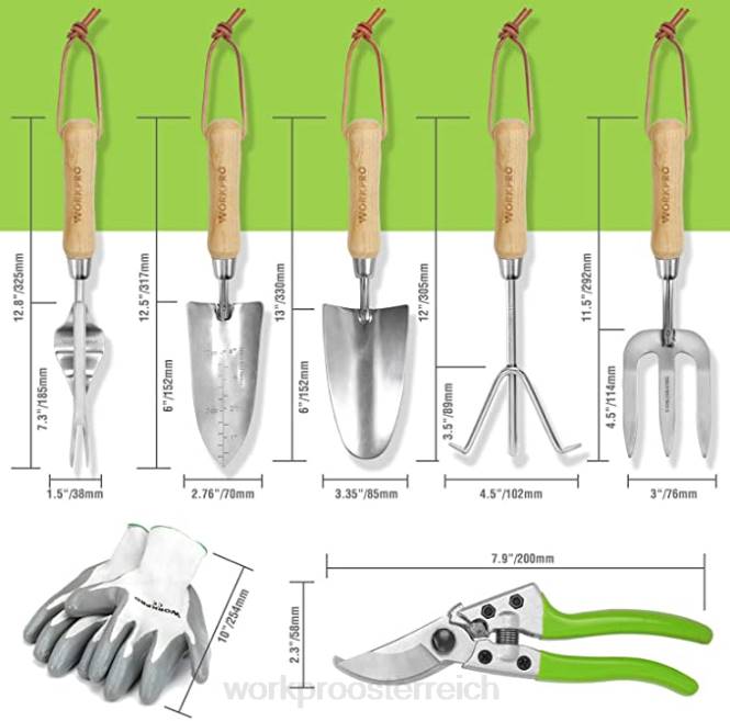 Akku-Kettensäge, 7-teiliges Gartenwerkzeug-Set, 2 Paar Gartenhandschuhe und Garten-Knieschützer WORKPRO V02J314 nützlich Werkzeug