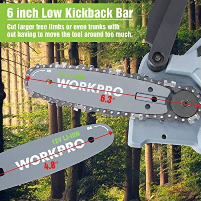 Akku-Kettensäge, 7-teiliges Gartenwerkzeug-Set, 2 Paar Gartenhandschuhe und Garten-Knieschützer WORKPRO V02J314 nützlich Werkzeug