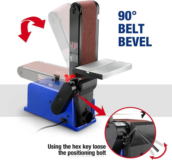 Band-Tellerschleifer, 4 Zoll x 36 Zoll Band- und 6 Zoll-Tellerschleifer mit 6 Schleifpapieren, Gusseisenbasis zum Schleifen von Holzarbeiten WORKPRO V02J235 nützlich Werkzeug