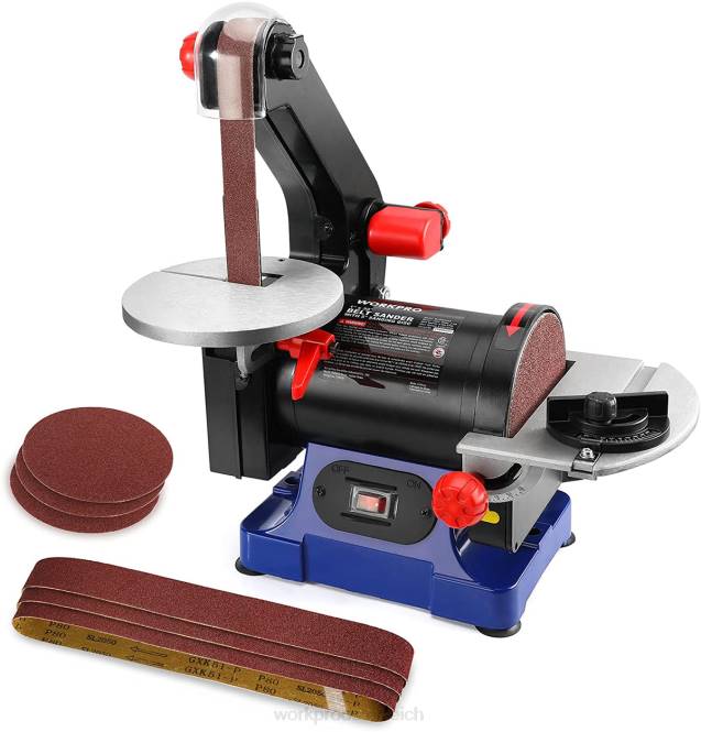 Scheibenbandschleifer, 1 Zoll x 30 Zoll Band und 5 Zoll Schleifscheibe, inklusive 6 Stück Schleifpapier WORKPRO V02J237 hilfreich Werkzeug
