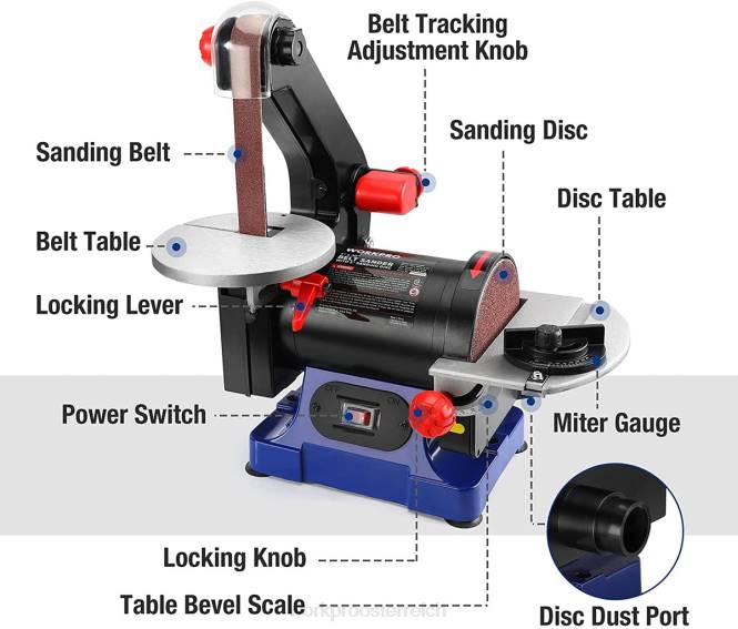 Scheibenbandschleifer, 1 Zoll x 30 Zoll Band und 5 Zoll Schleifscheibe, inklusive 6 Stück Schleifpapier WORKPRO V02J237 hilfreich Werkzeug