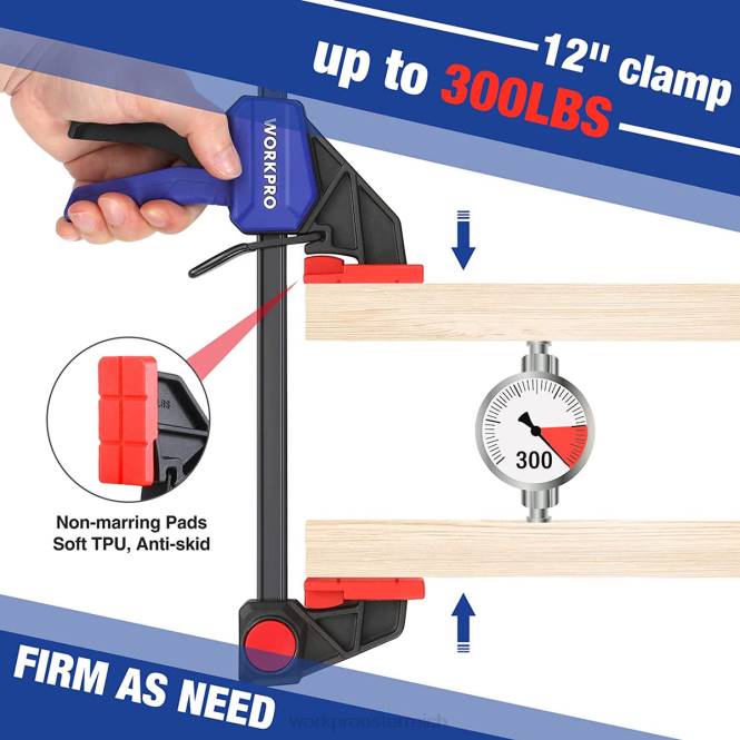 2 Stück Stangenklemmen für die Holzbearbeitung, mittelschwere 300-lbs-Einhandklemme/Spreizer WORKPRO V02J118 morden Werkzeug