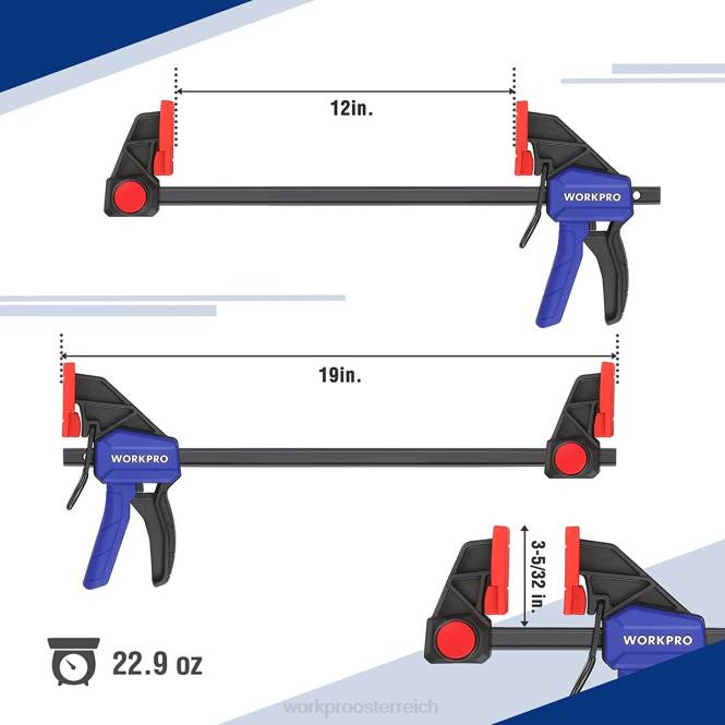2 Stück Stangenklemmen für die Holzbearbeitung, mittelschwere 300-lbs-Einhandklemme/Spreizer WORKPRO V02J118 morden Werkzeug