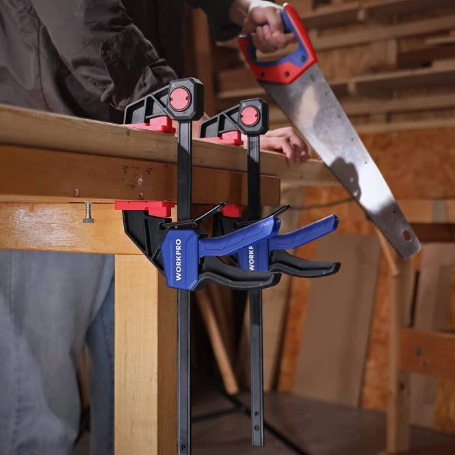 2 Stück Stangenklemmen für die Holzbearbeitung, mittelschwere 300-lbs-Einhandklemme/Spreizer WORKPRO V02J118 morden Werkzeug