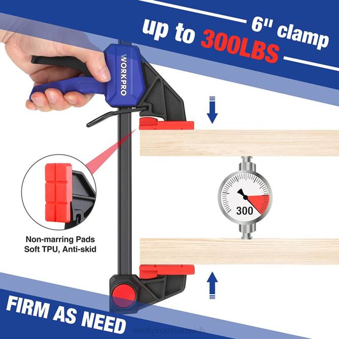 2 Stück Stangenklemmen für die Holzbearbeitung, mittelschwere 300-lbs-Einhandklemme/Spreizer WORKPRO V02J123 hilfreich Werkzeug