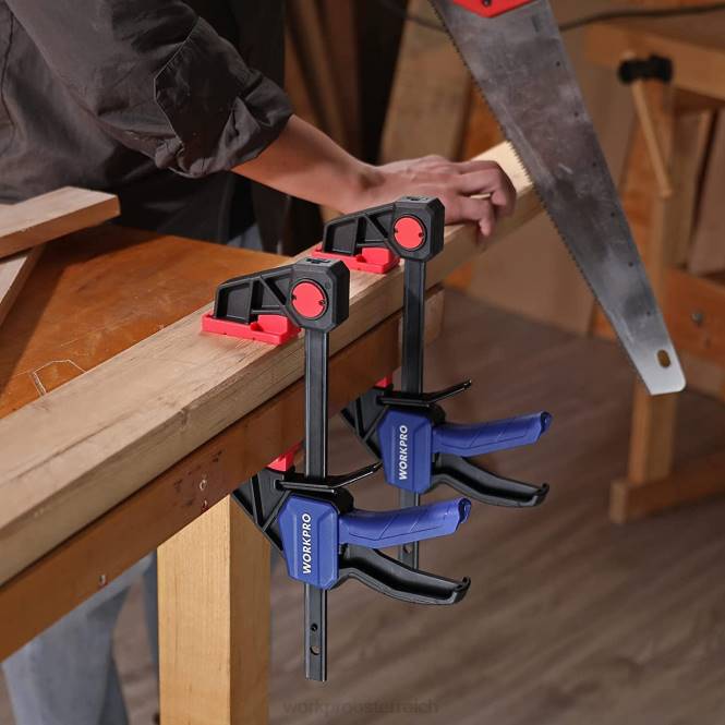 2 Stück Stangenklemmen für die Holzbearbeitung, mittelschwere 300-lbs-Einhandklemme/Spreizer WORKPRO V02J123 hilfreich Werkzeug