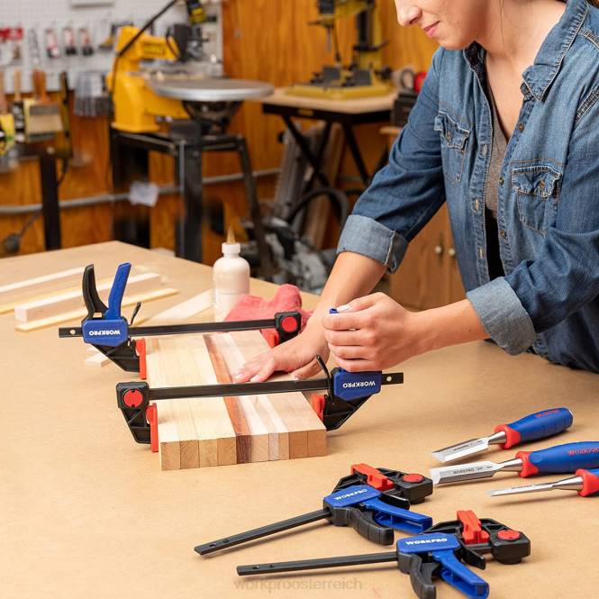 2 Stück Stangenklemmen für die Holzbearbeitung, mittelschwere 300-lbs-Einhandklemme/Spreizer WORKPRO V02J123 hilfreich Werkzeug