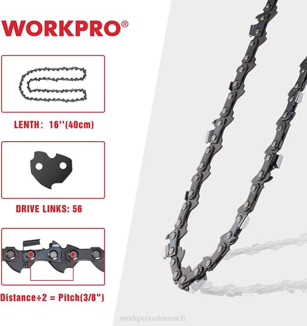 2er-Pack Kettensägenkette, 3/8\" Teilung, 56 Antriebsglieder, Holzsägekette für Kettensägenteile WORKPRO V02J204 nützlich Werkzeug