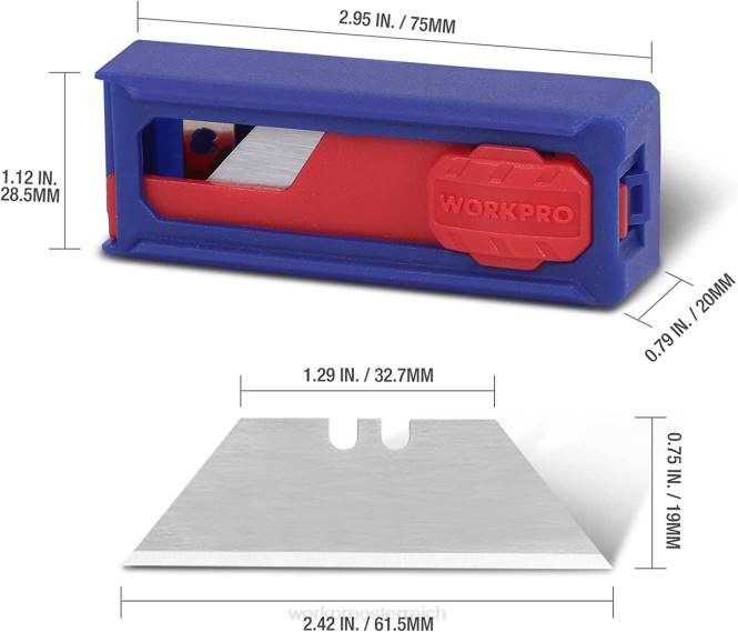 Allzweckmesserklingen, SK5-Stahl-Kastenschneiderklingen-Nachfüllungen, Standardgröße mit Einzelspender, Packung mit 50 Stück WORKPRO V02J55 morden Werkzeug