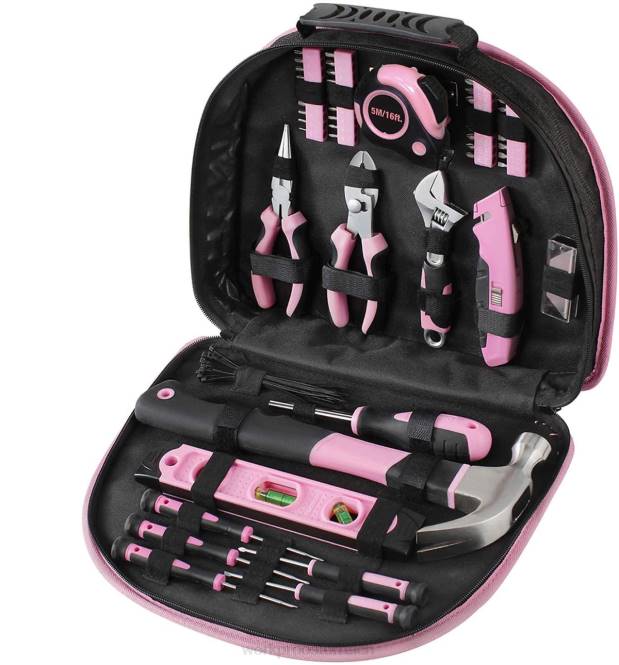 103-teiliges Werkzeugset mit leicht zu transportierender runder Tasche, perfekt für die Heimwerkerpflege WORKPRO V02J248 Rosa Werkzeug