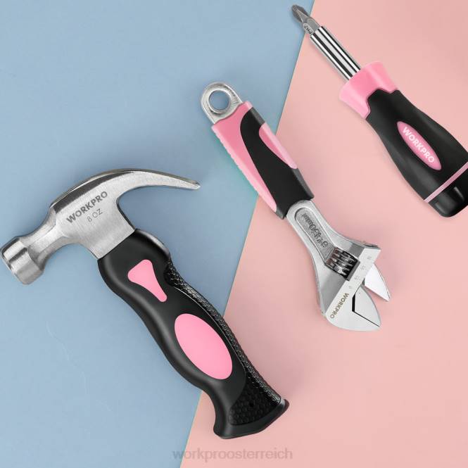 10-teiliges Haushaltswerkzeugset für Frauen mit Schraubendreher-Bithalter-Set WORKPRO V02J243 Rosa Werkzeug