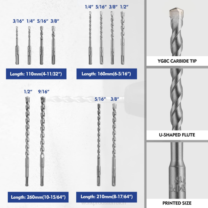 17-teiliges SDS-Plus-Bohrhammer- und Meißelset WORKPRO V02J199 hilfreich Werkzeug