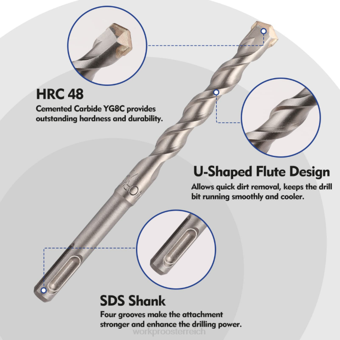 17-teiliges SDS-Plus-Bohrhammer- und Meißelset WORKPRO V02J199 hilfreich Werkzeug