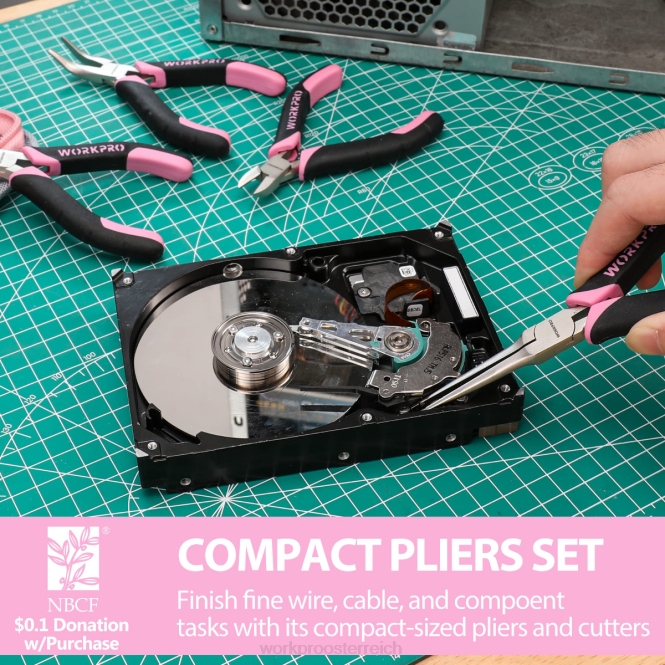 33-teiliges Präzisions-Reparaturwerkzeug-Set inklusive Zangen-Set WORKPRO V02J257 Pink Blau Werkzeug