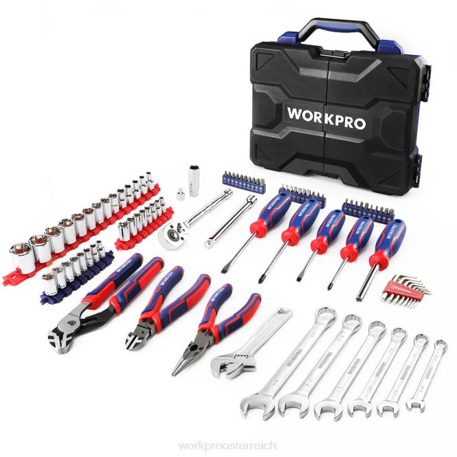 87-teiliges Mechanik-Werkzeugset, Handwerkzeugset mit Aufbewahrungswerkzeugkasten WORKPRO V02J305 morden Werkzeug