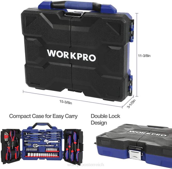 87-teiliges Mechanik-Werkzeugset, Handwerkzeugset mit Aufbewahrungswerkzeugkasten WORKPRO V02J305 morden Werkzeug