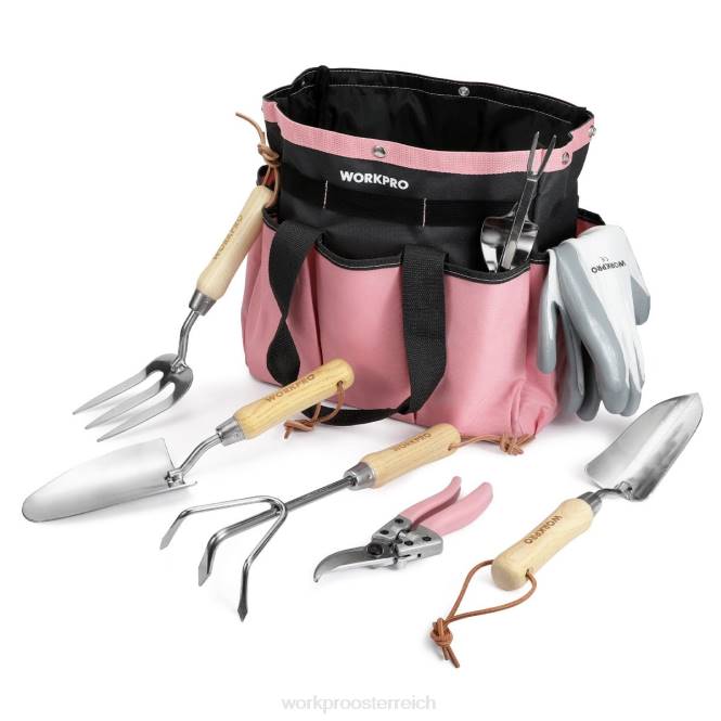 Gartengeräte 7-teiliges Set, robuste Gartengeräte aus Edelstahl WORKPRO V02J252 Rosa Werkzeug