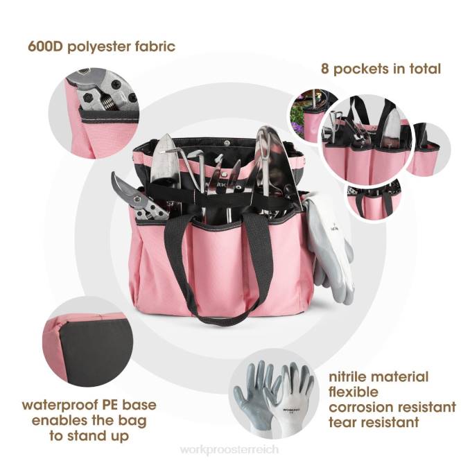 Gartengeräte 7-teiliges Set, robuste Gartengeräte aus Edelstahl WORKPRO V02J252 Rosa Werkzeug