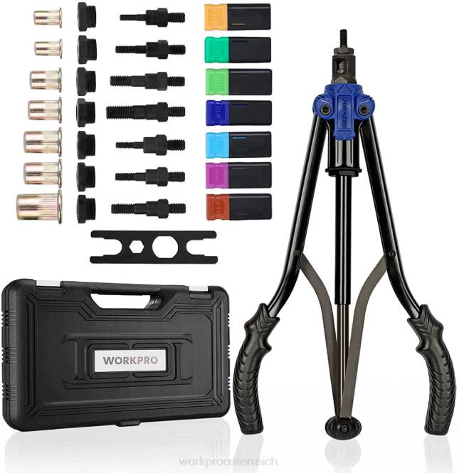 Nietmutternwerkzeug, 70-teiliges Nietmuttern- und Tragetaschen-Handwerkzeugset mit Gewindeeinsätzen WORKPRO V02J309 hilfreich Werkzeug