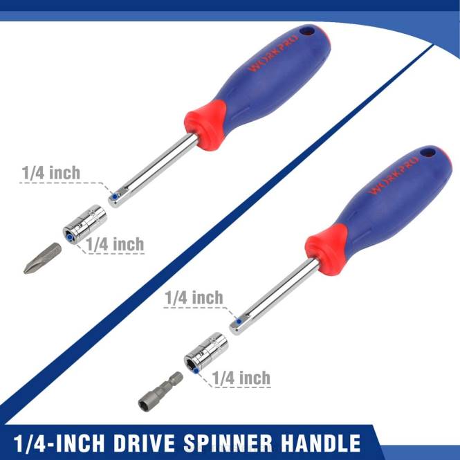 Steckschlüsselsatz, 70-teiliger Steckschlüsselsatz mit Schnellspannratsche, metrisch und SAE WORKPRO V02J308 morden Werkzeug
