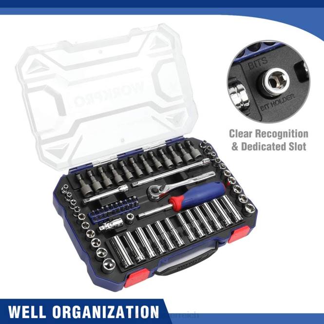 Steckschlüsselsatz, 70-teiliger Steckschlüsselsatz mit Schnellspannratsche, metrisch und SAE WORKPRO V02J308 morden Werkzeug