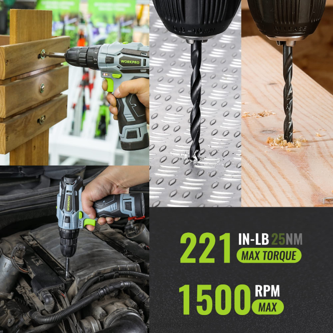 108-teiliges tragbares Werkzeugset mit Bohrmaschine WORKPRO V02J173 rosa/grau Werkzeug