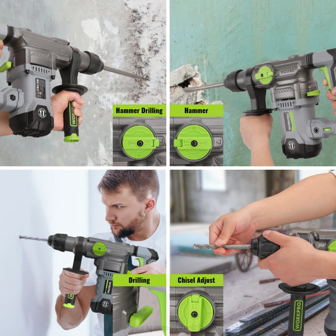 12,5 A 1-1/4 Zoll Premium SDS-Plus Bohrhammer, robuste kabelgebundene Version WORKPRO V02J179 hilfreich Werkzeug