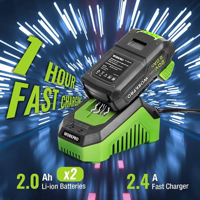 20-V-Max-Akku-Bohrschrauber-Set, Elektro-Schlagbohrmaschine mit 102 Zubehörteilen, 2 x 2,0-Ah-Li-Ionen-Akkus mit Schnellladegerät WORKPRO V02J170 nützlich Werkzeug