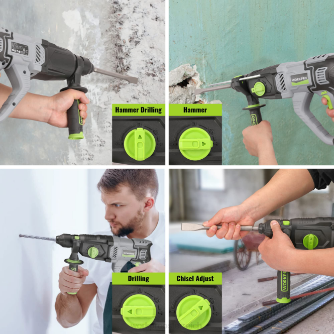 7,5 A 1-1/4 Zoll Premium SDS-Plus Bohrhammer, leichte kabelgebundene Version WORKPRO V02J178 nützlich Werkzeug