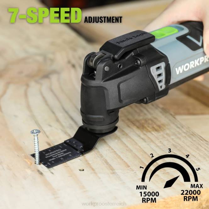Auswechselbare oszillierende Säge mit 3,0 Ampere Kabel und Schnellverschluss, 7 variablen Geschwindigkeiten und 3 Oszillationswinkeln, 17 Sägezubehörteilen und Tragetasche WORKPRO V02J230 nützlich Wer