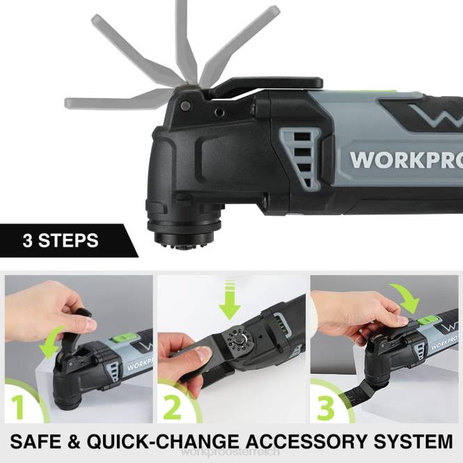 Auswechselbare oszillierende Säge mit 3,0 Ampere Kabel und Schnellverschluss, 7 variablen Geschwindigkeiten und 3 Oszillationswinkeln, 17 Sägezubehörteilen und Tragetasche WORKPRO V02J230 nützlich Wer