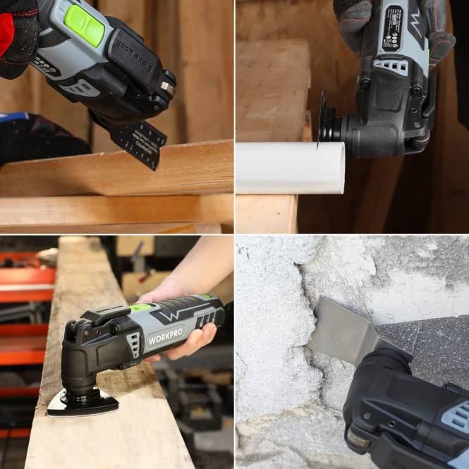 Auswechselbare oszillierende Säge mit 3,0 Ampere Kabel und Schnellverschluss, 7 variablen Geschwindigkeiten und 3 Oszillationswinkeln, 17 Sägezubehörteilen und Tragetasche WORKPRO V02J230 nützlich Wer