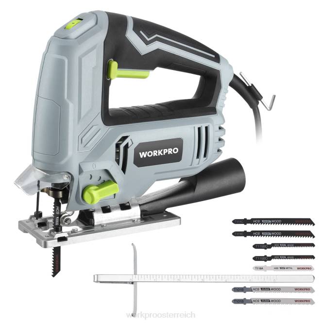 Stichsäge, 5 Ampere, 3000 U/min, Stichsägenwerkzeug, kabelgebundener elektrischer Trennschneider zum Schneiden von Holz, Metall und Kunststoff, 7 Klingen WORKPRO V02J242 morden Werkzeug