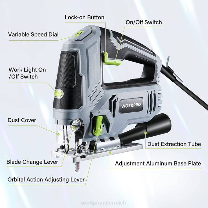 Stichsäge, 6,5 A, 850 W, kabelgebundenes Elektro-Stichsägen-Werkzeugset WORKPRO V02J241 morden Werkzeug