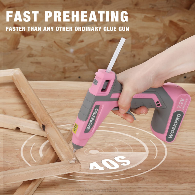 7,2-V-Akku-Heißklebepistolen-Set WORKPRO V02J164 rosa/weiß Werkzeug