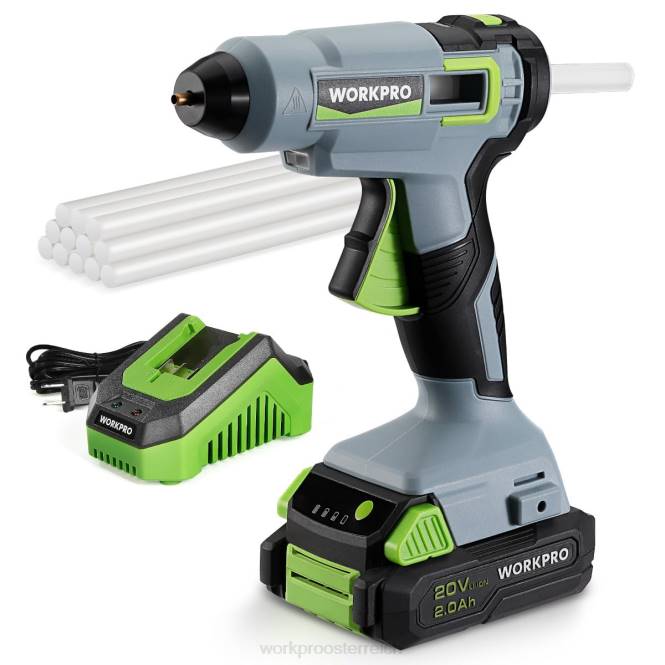 Akku-Heißklebepistolen-Set mit 12 Klebestiften, 20 V 2,0 Ah Li-Ionen-Akku WORKPRO V02J165 nützlich Werkzeug