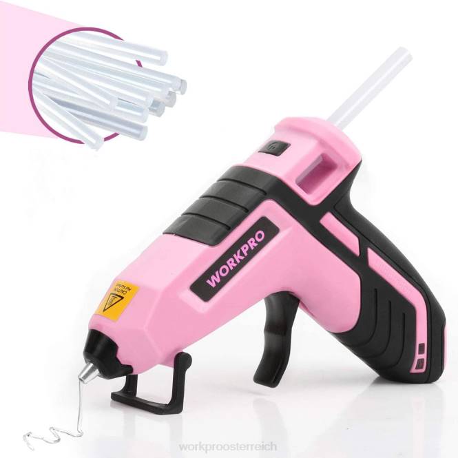 Kabellose, schnell schmelzende Mini-Klebepistole mit 20 Premium-Klebestiften WORKPRO V02J163 Blau Rosa Werkzeug