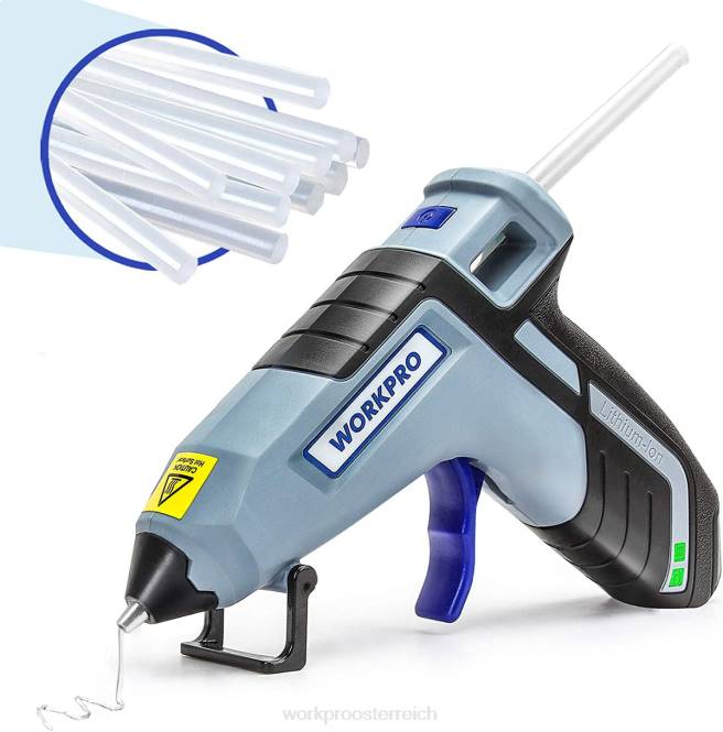 Kabellose, schnell schmelzende Mini-Klebepistole mit 20 Premium-Klebestiften WORKPRO V02J163 Blau Rosa Werkzeug