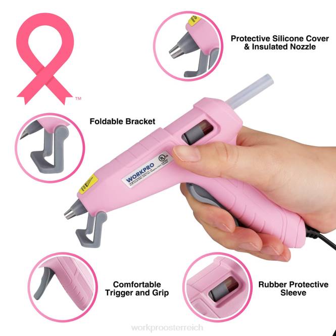 Mini-Heißklebepistolen-Set mit 20 Heißklebestiften WORKPRO V02J162 rosa/weiß Werkzeug