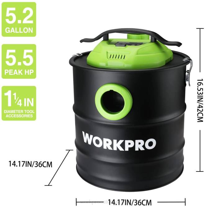 5,2 Gallonen Aschesauger, 5,5 PS Spitzenleistung Aschesauger mit Hepa-Filter WORKPRO V02J212 hilfreich Werkzeug