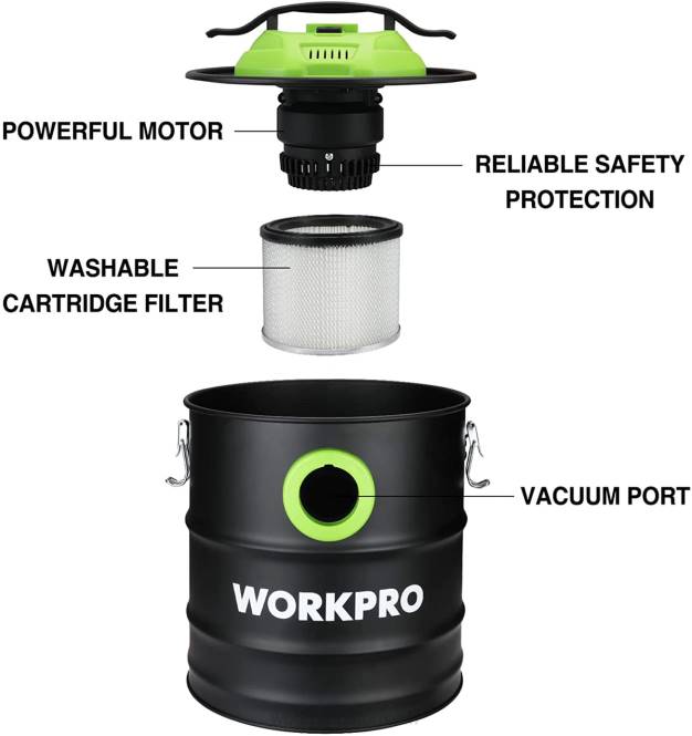 5,2 Gallonen Aschesauger, 5,5 PS Spitzenleistung Aschesauger mit Hepa-Filter WORKPRO V02J212 hilfreich Werkzeug