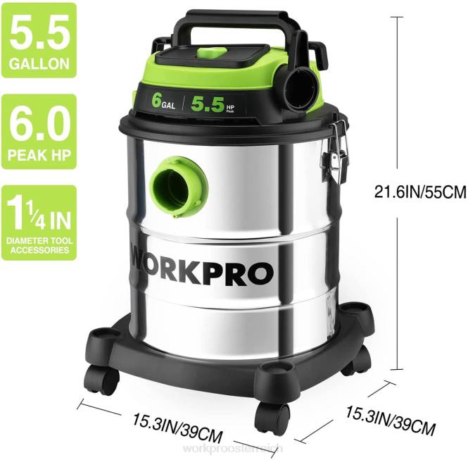 6-Gallonen-Nass-/Trockensauger mit Hepa-Filter, Schlauch und Zubehör für die Staubabsaugung zu Hause/auf der Baustelle WORKPRO V02J213 morden Werkzeug